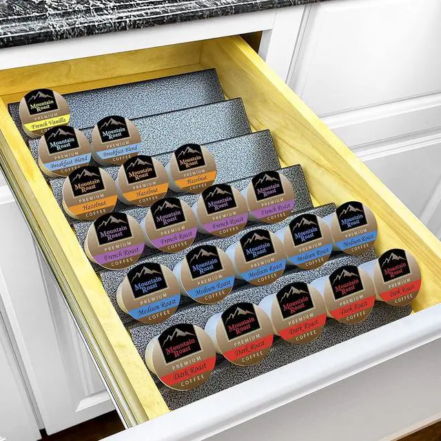 Alt view image 7 of 7 - Lynk Professional® Coffee Pod Tray 6-Tier Heavy Gauge Steel Drawer Organizer for Kitchen Cabinets, compatible with Keurig K-Cup pods, Silver Metallic