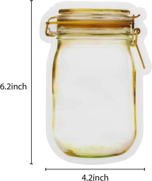 Alt view image 2 of 7 - Mason Jar Bags Yellow, 20 Pcs Reusable Airtight Seal Food Storage Bags Leak-Proof Saver Bags for Travel Camping