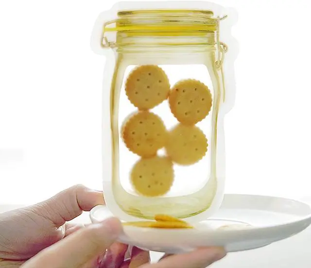 Alt view image 6 of 7 - Mason Jar Bags Yellow, 20 Pcs Reusable Airtight Seal Food Storage Bags Leak-Proof Saver Bags for Travel Camping