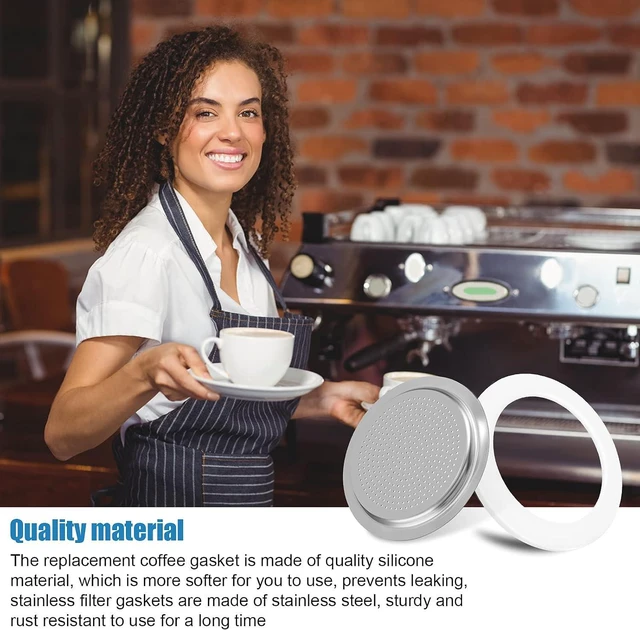 Alt view image 5 of 5 - 6 Pieces Moka Pot Replacement Cup Gasket with 2 Pcs Stainless Filter, 6-cup