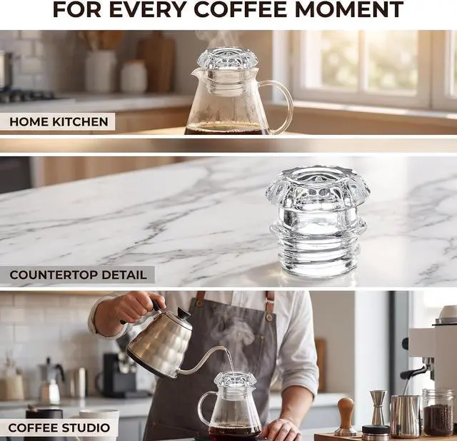 Alt view image 7 of 7 - Clear Glass Replacement Top for Coffee Percolators - Transparent Knob Lid Compatible with Coffee Pots and Espresso Machines, Durable Brewing Accessories for Coffee Maker Parts
