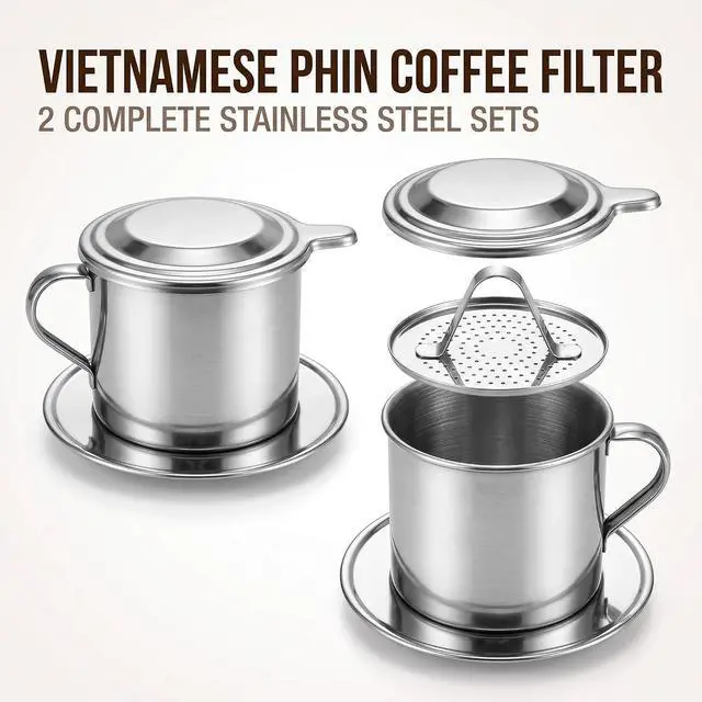 Main image of Silver Vietnamese Coffee Filter Stainless Steel Coffee Pot Drip Infuse Cup Brewing Teapot No Need Paper Drip Coffee Pot Machine Filter
