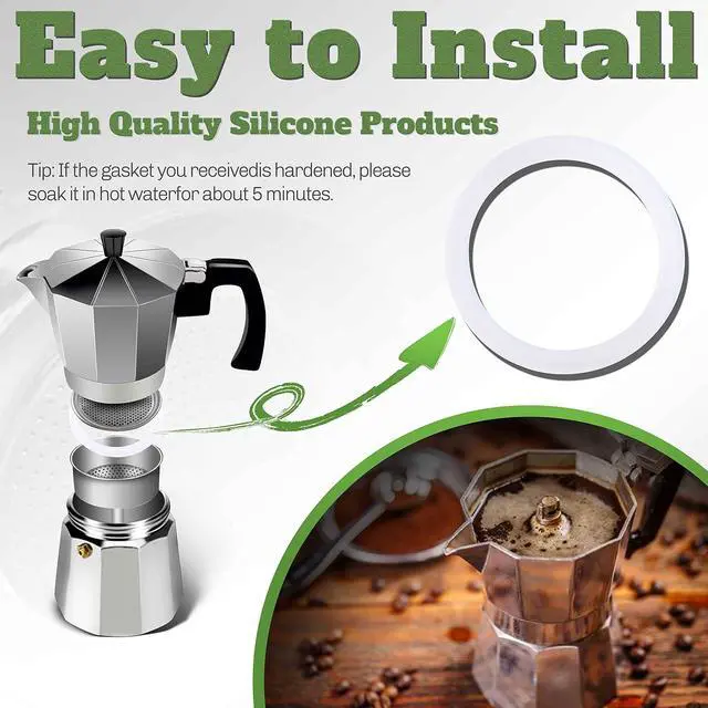 Alt view image 3 of 7 - 8 Pcs 6 Cups Replacement Food Grade Silicone Gasket, For Bialetti Moka Pots