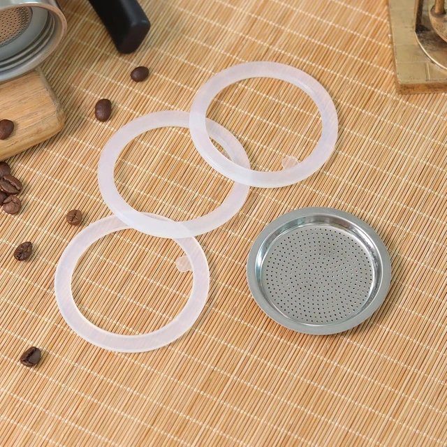 Alt view image 2 of 7 - Sivaphe 6 Cups Stovetop Espresso Coffee Maker Replacement Infuser Parts Only for Stainless Steel Italian Moka Pot, 1 Filter and 3 Silicone Gasket Seals