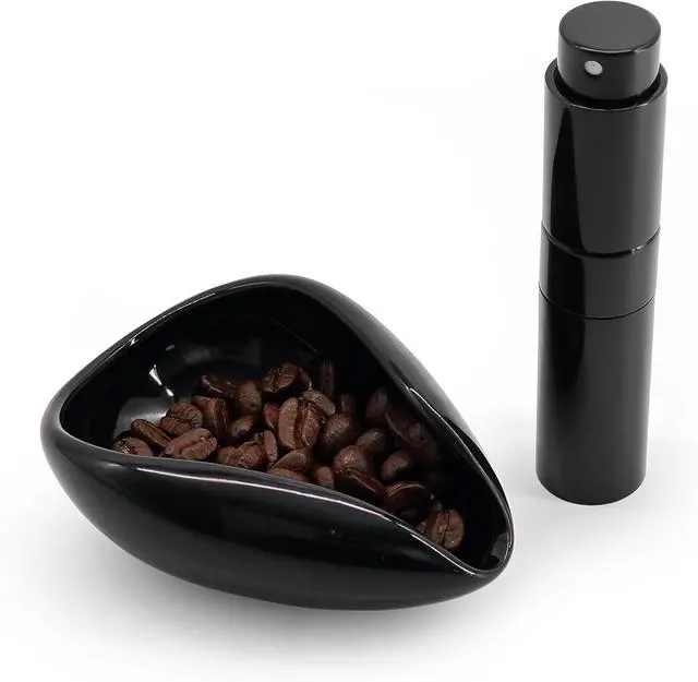 Main image of Coffee Bean Dosing Cup and Spray Bottle Set, Ceramic Coffee Dosing Cup with Coffee Bean Spritzer, Espresso Spray Bottle to Help Reduce Static, Black