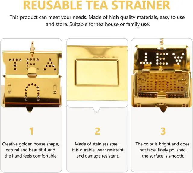 Alt view image 6 of 7 - Stainless Steel Tea Strainer House-Shaped Tea Infuser Basket with Fine Mesh and Spacer for Loose Leaf Brewing Ceremony Accessories for Home or Restaurant 1.41 X 1.18 X 0.78 in