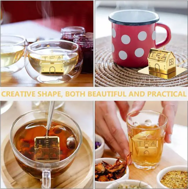 Alt view image 7 of 7 - Stainless Steel Tea Strainer House-Shaped Tea Infuser Basket with Fine Mesh and Spacer for Loose Leaf Brewing Ceremony Accessories for Home or Restaurant 1.41 X 1.18 X 0.78 in