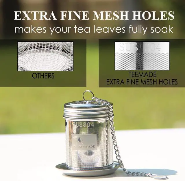 Alt view image 3 of 6 - Tea Filter, 2-Pack Cooking Infuser with Extra Fine Mesh Tea Ball Strainers Threaded Connection 304 Stainless Steel with Extended Chain Hook to Brew Loose Leaf Tea,Spices & Seasonings