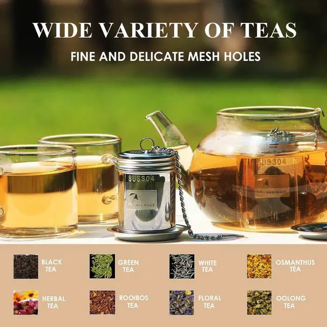 Alt view image 2 of 6 - Tea Filter, 2-Pack Cooking Infuser with Extra Fine Mesh Tea Ball Strainers Threaded Connection 304 Stainless Steel with Extended Chain Hook to Brew Loose Leaf Tea,Spices & Seasonings