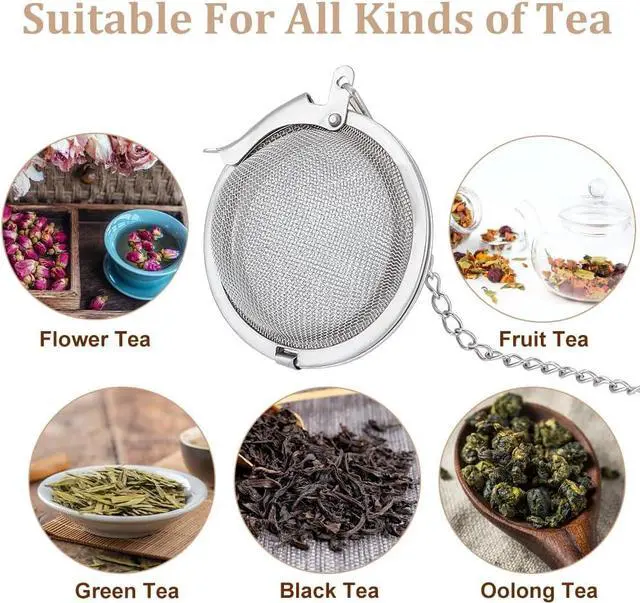 Alt view image 4 of 5 - UNICRAFTALE 6Pcs Loose Tea Infuser Stainless Steel Loose Leaf Tea Ball Mesh Tea Strainer with Crystal Rhinestone Pendants and Heart Luminous Stone for Brew Tea, Spices & Seasoning