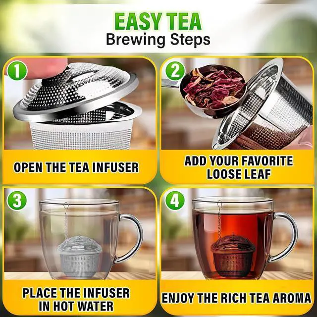 Alt view image 4 of 7 - Tea Infuser Set of 2 (1 Large, 1 Small) with Scoop, Stainless Steel