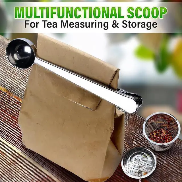 Alt view image 5 of 7 - Tea Infuser Set of 2 (1 Large, 1 Small) with Scoop, Stainless Steel