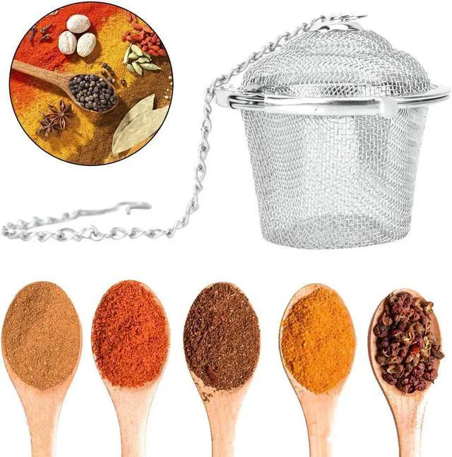 Alt view image 2 of 7 - Stainless Steel Seasoning Ball, Herbal Filter, Soup Seasonings Seperation Basket Infuser Filter, Tea Strainer Mesh Ball with Chain (M)