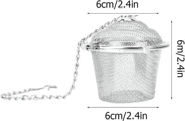 Alt view image 3 of 7 - Stainless Steel Seasoning Ball, Herbal Filter, Soup Seasonings Seperation Basket Infuser Filter, Tea Strainer Mesh Ball with Chain (M)