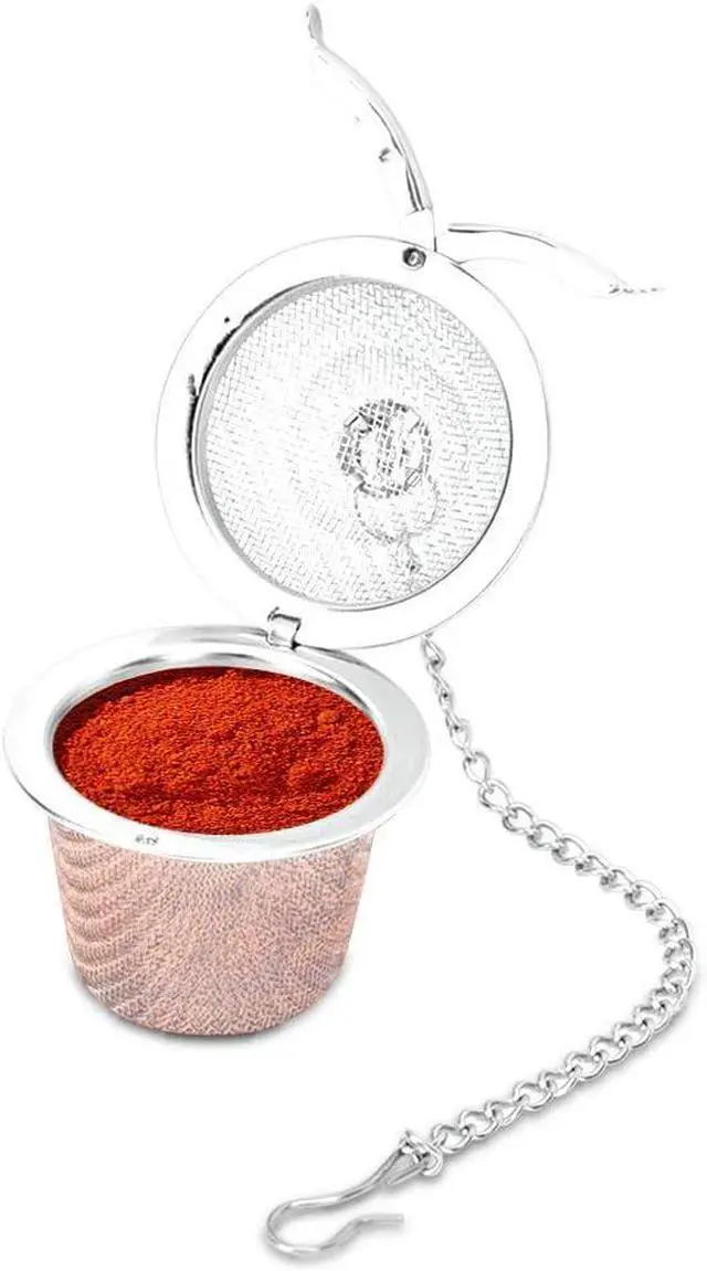 Alt view image 5 of 7 - Stainless Steel Seasoning Ball, Herbal Filter, Soup Seasonings Seperation Basket Infuser Filter, Tea Strainer Mesh Ball with Chain (M)