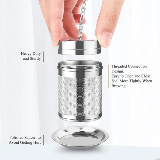Alt view image 4 of 7 - Tea Infusers for Loose Tea (1 Pack), 18/8 Stainless Steel Tea Strainer, Extra Fine Mesh Tea Diffuser for Brewing Tea, Spices & Seasoning