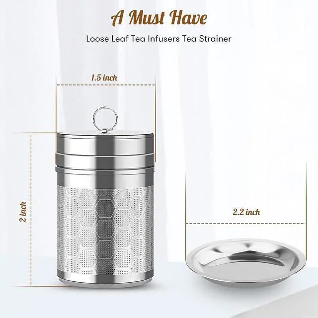Alt view image 2 of 7 - Tea Infusers for Loose Tea (1 Pack), 18/8 Stainless Steel Tea Strainer, Extra Fine Mesh Tea Diffuser for Brewing Tea, Spices & Seasoning