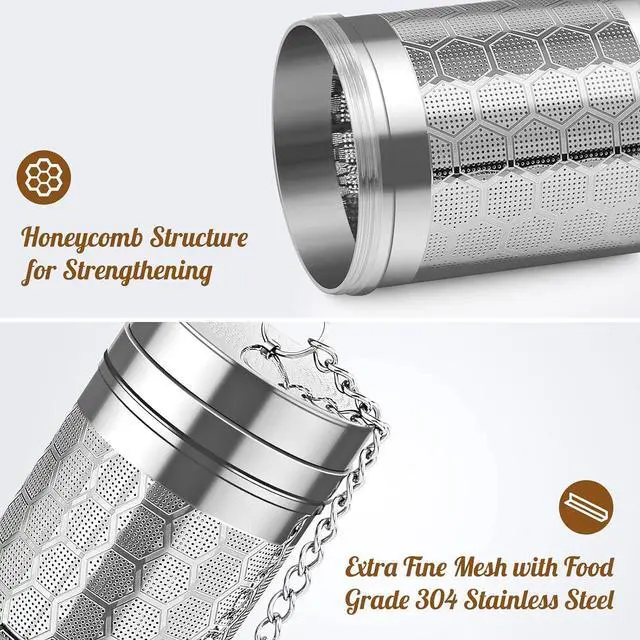 Alt view image 5 of 7 - Tea Infusers for Loose Tea (1 Pack), 18/8 Stainless Steel Tea Strainer, Extra Fine Mesh Tea Diffuser for Brewing Tea, Spices & Seasoning