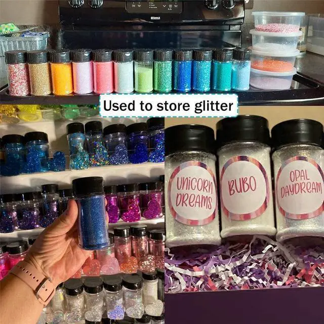 Alt view image 6 of 6 - 16 PCS 3.5oz Plastic Seasoning Containers with Black Screw Lids to Pour or Shake,Portable Empty Clear Spice Jars,Storage Seasoning Containers for Spice,Powders,Peppers
