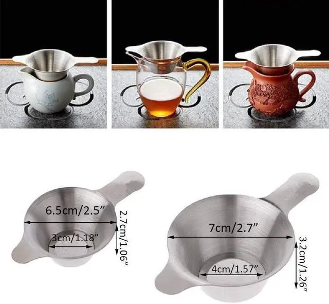 Alt view image 2 of 6 - 2 pack Fine Mesh Tea Strainers, Stainless Steel Small Mesh Tea Filter with Handle, 2 Different Size