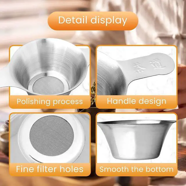 Alt view image 5 of 6 - 2 pack Fine Mesh Tea Strainers, Stainless Steel Small Mesh Tea Filter with Handle, 2 Different Size