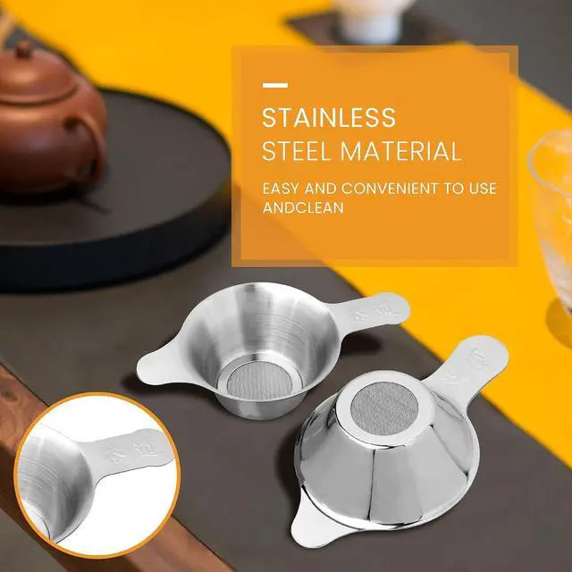 Alt view image 6 of 6 - 2 pack Fine Mesh Tea Strainers, Stainless Steel Small Mesh Tea Filter with Handle, 2 Different Size