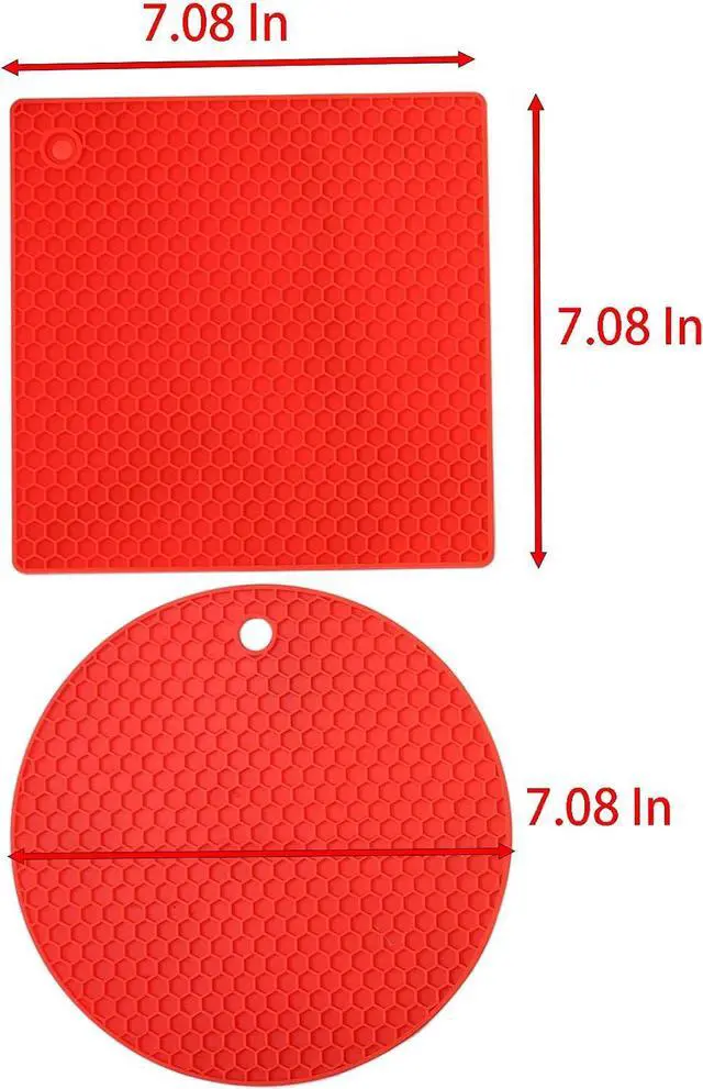 Alt view image 2 of 7 - Thickened Silicone Microwave Mat, 4 Pcs Black Round and Square 7.08 Inch Heat Resistant Trivets Pot Holder for Hot Dishes, Pots and Pans (Black)