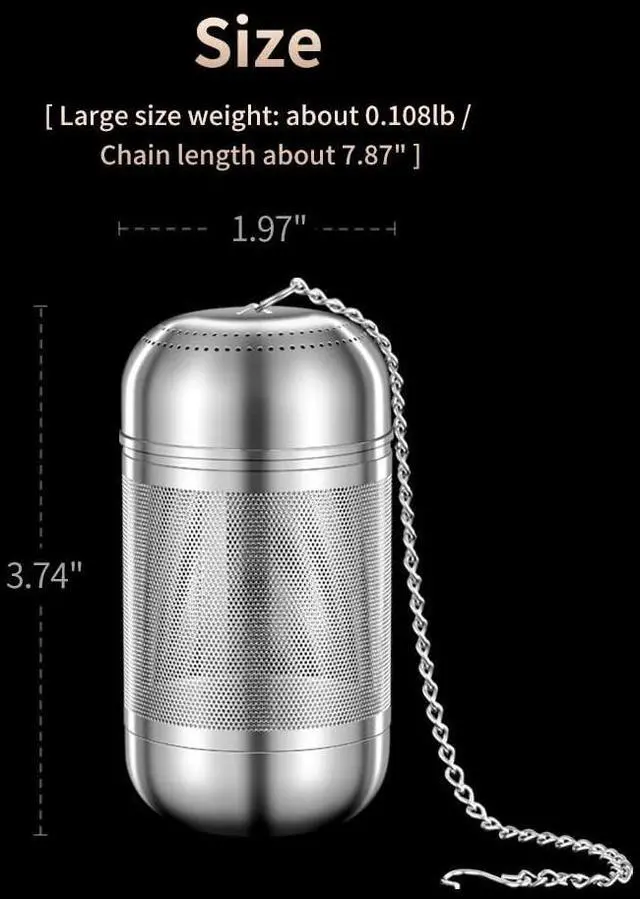 Alt view image 2 of 7 - 316 Stainless Steel Tea Infuser Reusable Tea Steeper Extra Fine Mesh Tea Infuser Tea Strainer for Loose Leaf Tea Spices and Seasonings (1 Pack - Large)