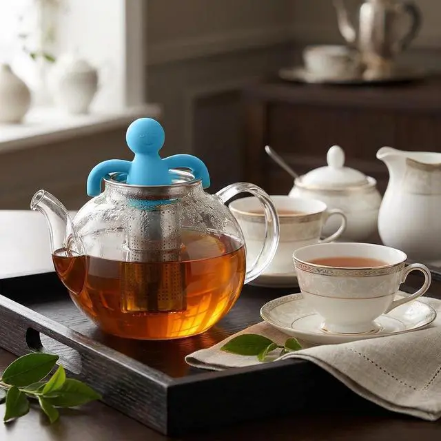 Alt view image 6 of 7 - 304 Stainless Steel Tea Infuser for Loose Leaf Tea, Extra Fine Mesh Tea Strainer Ball with Handle, Reusable Tea Steeper Filter for Cup, Mug and Teapot (sky blue)