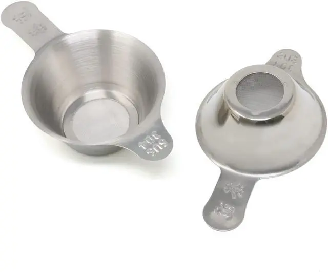 Main image of Honbay 2PCS Different Size 304 Stainless Steel Mini Strainer Fine Mesh Tea Funnel Tea Coffee Filter with Double Handles