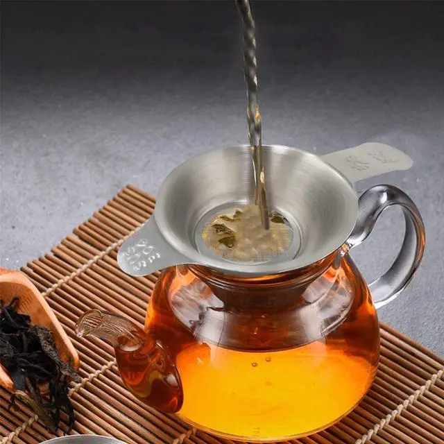 Alt view image 3 of 7 - Honbay 2PCS Different Size 304 Stainless Steel Mini Strainer Fine Mesh Tea Funnel Tea Coffee Filter with Double Handles