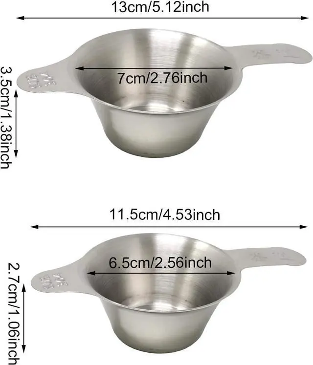 Alt view image 5 of 7 - Honbay 2PCS Different Size 304 Stainless Steel Mini Strainer Fine Mesh Tea Funnel Tea Coffee Filter with Double Handles