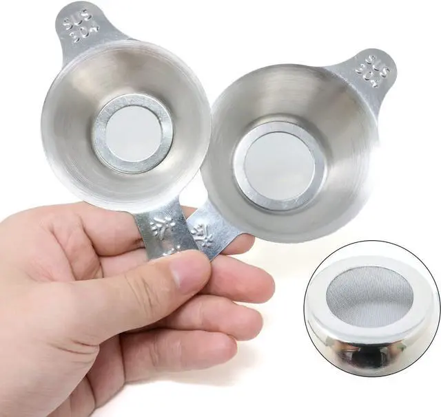 Alt view image 7 of 7 - Honbay 2PCS Different Size 304 Stainless Steel Mini Strainer Fine Mesh Tea Funnel Tea Coffee Filter with Double Handles