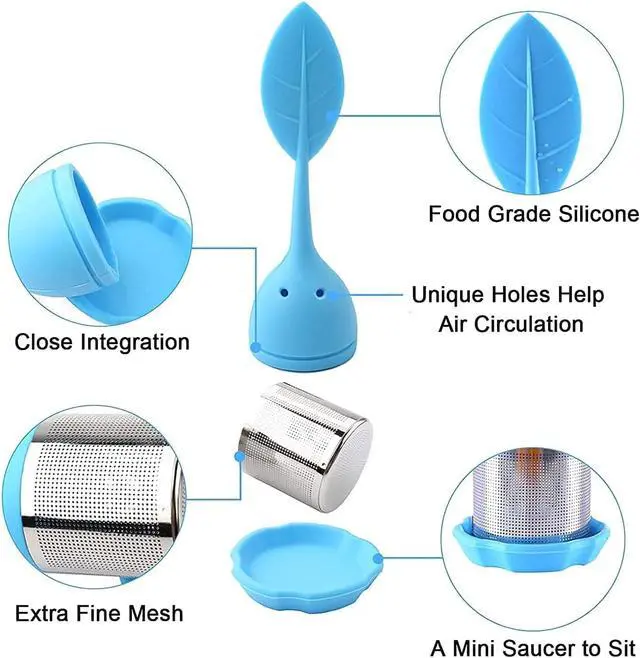 Alt view image 2 of 5 - 2 Pack Leaf Silicone Tea Strainers for Tea Leaves- Green, Blue