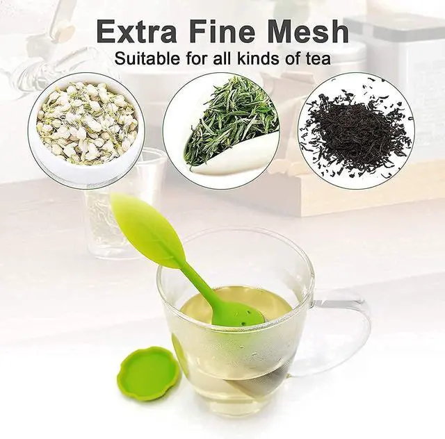 Alt view image 3 of 5 - 2 Pack Leaf Silicone Tea Strainers for Tea Leaves- Green, Blue