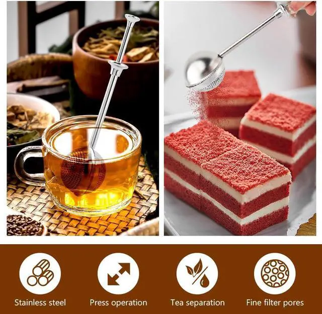 Alt view image 6 of 7 - Tea Ball For Loose Leaf Tea, 2pcs Tea-Infuser With Spoon And Handle Stainless Steel Fine Mesh Ball Filter Snap Ball-Tea Strainer(3pcs)
