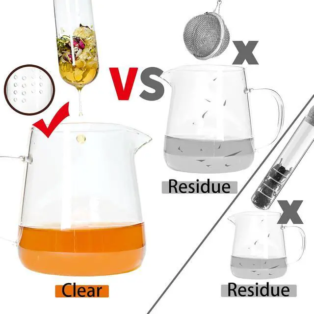 Alt view image 5 of 7 - 2 PCS Glass Loose Tea Infuser with Cork Lid Spoon Brush