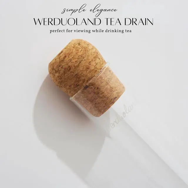 Alt view image 4 of 7 - 2 PCS Glass Loose Tea Infuser with Cork Lid Spoon Brush