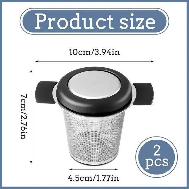 Alt view image 2 of 6 - 2 Pack Tea Infusers For Loose Tea, Stainless Steel Mesh With Lid