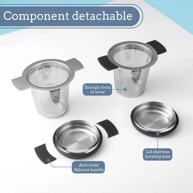Alt view image 3 of 6 - 2 Pack Tea Infusers For Loose Tea, Stainless Steel Mesh With Lid