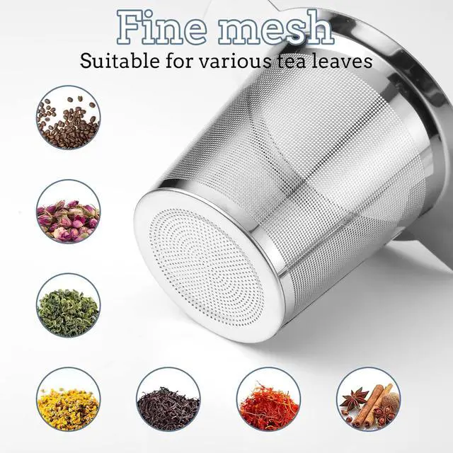 Alt view image 4 of 6 - 2 Pack Tea Infusers For Loose Tea, Stainless Steel Mesh With Lid