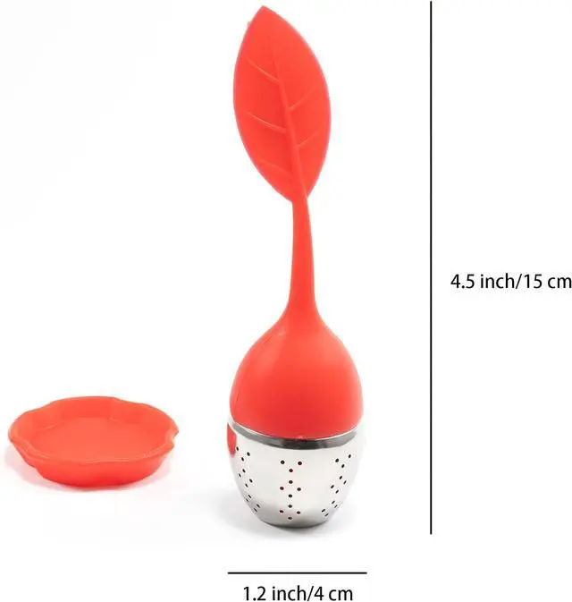 Alt view image 2 of 5 - 1pcs Silicone Stainless Steel Tea Ball 1.5 Inch Tea Infuser Strainers Tea Strainer Filters Tea Interval Diffuser for Tea (red)
