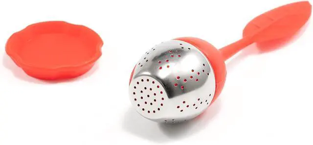 Alt view image 4 of 5 - 1pcs Silicone Stainless Steel Tea Ball 1.5 Inch Tea Infuser Strainers Tea Strainer Filters Tea Interval Diffuser for Tea (red)