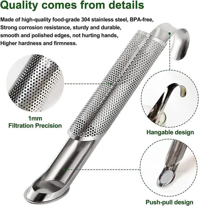 Alt view image 3 of 7 - 2PCS stainless steel tea filter mesh with hook handle, stainless steel tea diffuser, loose leaf tea infuser (2PCS)