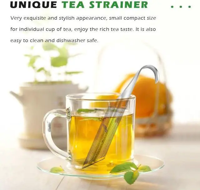 Alt view image 6 of 7 - 2PCS stainless steel tea filter mesh with hook handle, stainless steel tea diffuser, loose leaf tea infuser (2PCS)