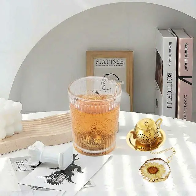 Alt view image 6 of 7 - Tea Infuser for Loose Leaf Tea with Real Daisy Resin Pendant Stainless Steel Tea Infuser Tea Strainers Cute Tea Steeper for loose tea (Daisy)