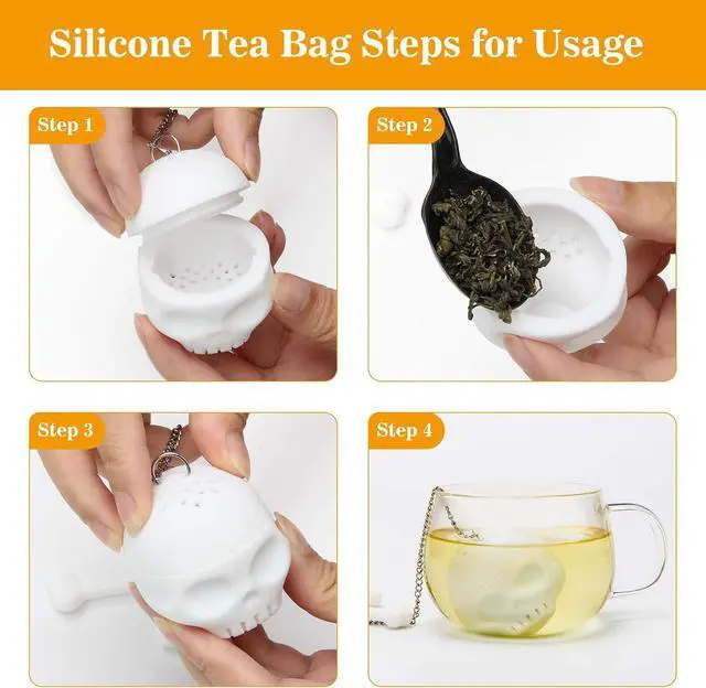 Alt view image 2 of 6 - Coolrunner 2 pcs Silicone Tea Bones Skull Tea Infuser Filter