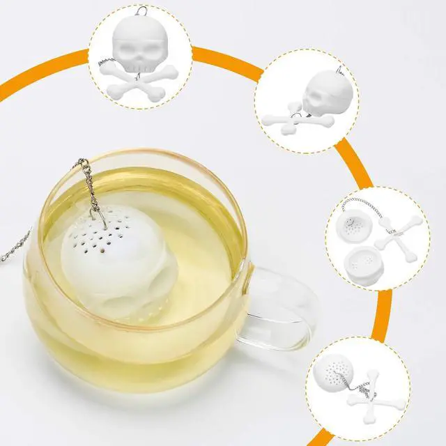 Alt view image 3 of 6 - Coolrunner 2 pcs Silicone Tea Bones Skull Tea Infuser Filter