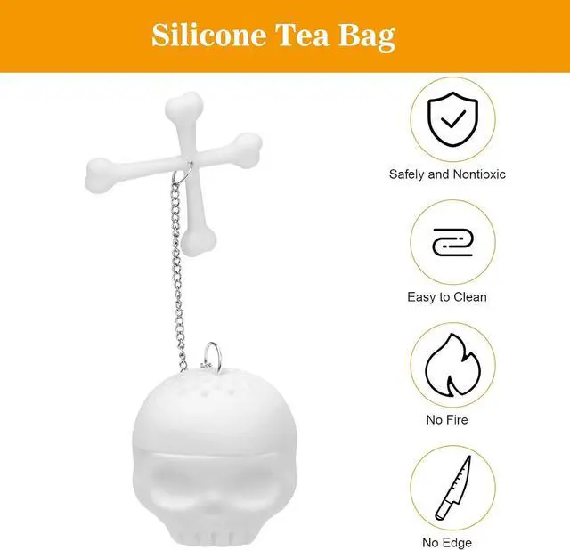 Alt view image 5 of 6 - Coolrunner 2 pcs Silicone Tea Bones Skull Tea Infuser Filter