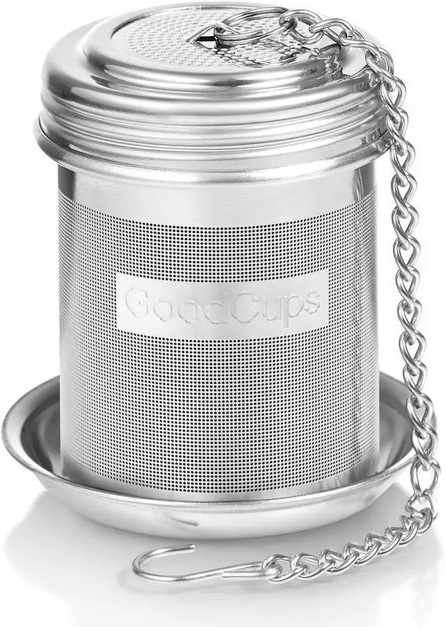 Main image of Stainless Steel Tea Infuser for Loose Leaf Tea, Small (1.5 Diameter x 2.2 Height) Extra Fine Mesh Strainer with Chain Hook & Lid, Reusable Tea Steeper for Mugs, Cups & Teapots